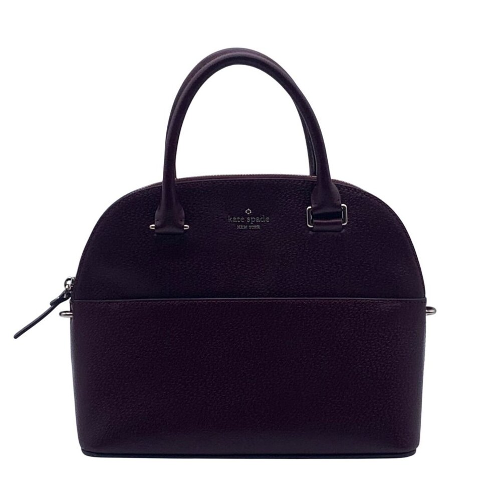 Kate Spade Deep Plum Pebbled Leather Carli Grove Street Satchel Crossbody Bag